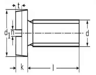 Винт DIN 84 с цилиндрической головкой и прямым шлицем